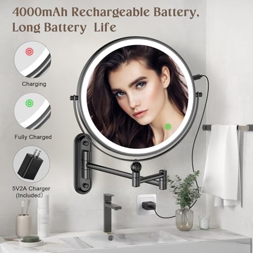 Rocollos 9-Inch Wall-Mounted Makeup Mirror