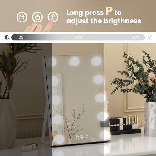 11x14 Interactive Vanity Mirror wLED Light Charging Port for Makeup