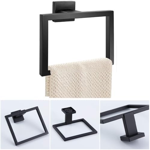 2-Piece Matte Black Stainless Steel Towel Ring for Bathroom