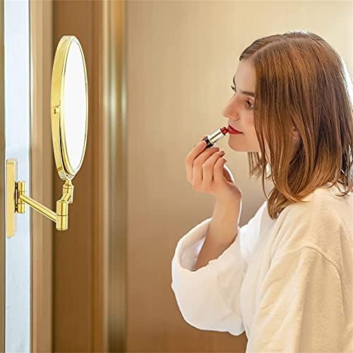 Wall-Mounted Gold Finish Makeup Mirror