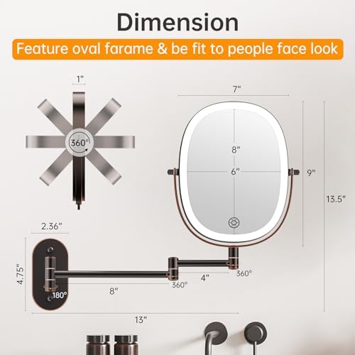 Rechargeable Wall Mounted Makeup Mirror