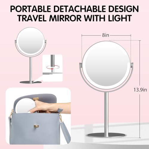 10x Magnifying Mirror with Rechargeable Light