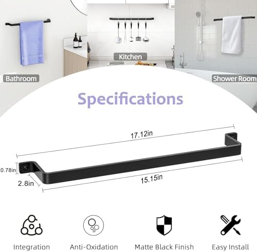 Sturdy 2-Pack Black Towel Bar