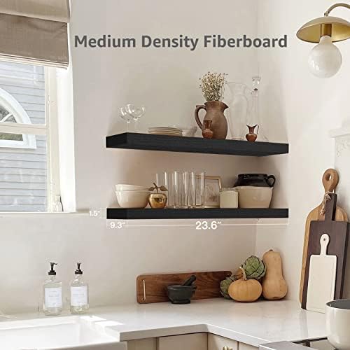 QEEIG Bathroom Shelves Set - 24-inch Wall Shelves 24x9-Inch Black 008-60B