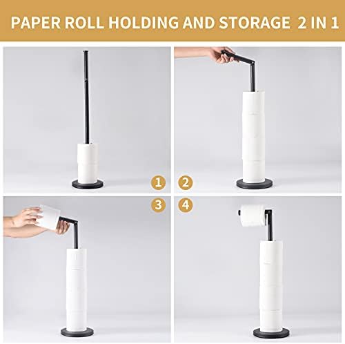 Sturdy Freestanding Toilet Paper Holder with Matte Black Finish