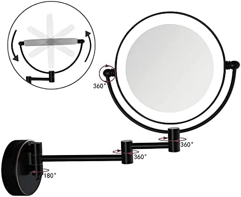 HIHIA Wall-Mounted 10X Makeup Mirror Double-Sided LED Rechargeable