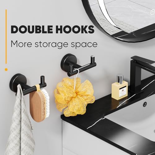Double-Purpose Black Towel Robe Hook Heavy Duty by MOTAIPEAK
