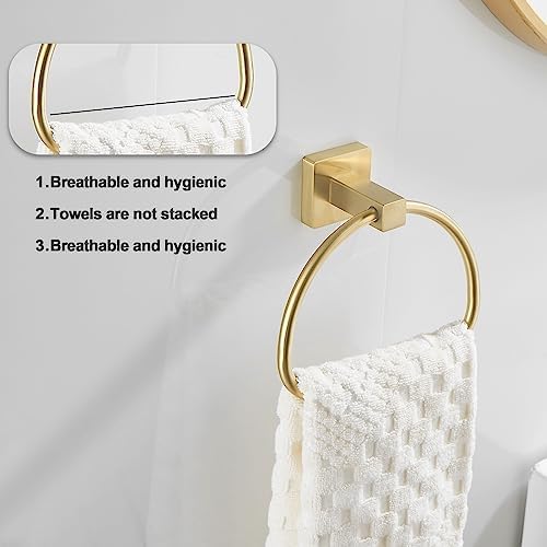 Leyden Brushed Gold Towel Ring