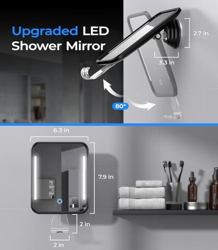 Gospire Heated Fogless Mirror with Light and Battery