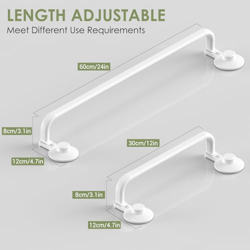 LUXEARStrong Adhesive Bathroom Towel Bar w 5 Hooks No Drilling 24-Inch - White