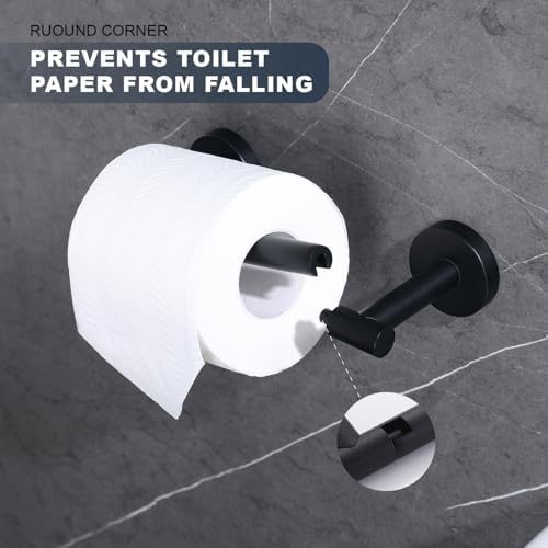 Sturdy Black Toilet Paper Holder for Improved Space Utilization