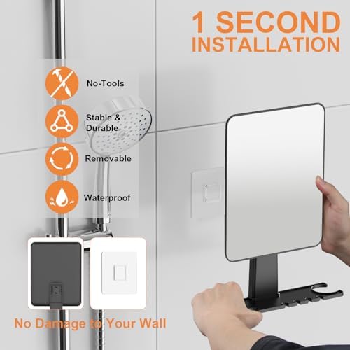 Fog-Free Shower Mirror with Dual Holders No More Fogging Struggles
