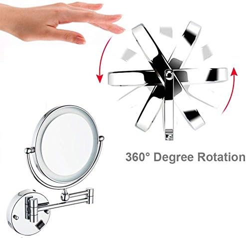 Wall-Mounted Double-Sided Makeup Mirror with LED Light for Bathroom
