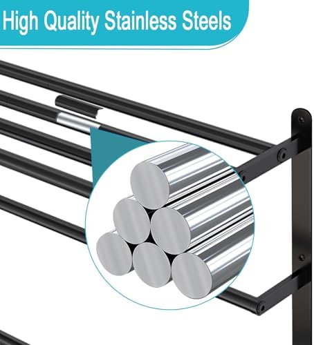 VOTZAAQ 24 Black Towel Bar with 3 Tier Storage for Bathrooms