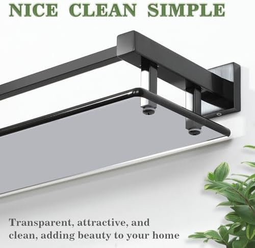 Contemporary Floating Glass Shelf for Bathrooms Living Spaces