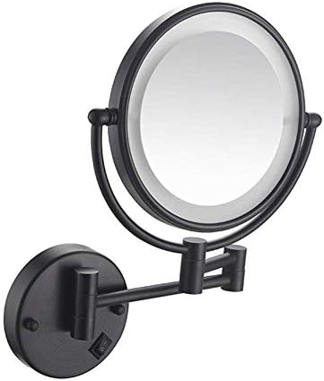 Wall-Mounted 8-Inch Makeup Mirror with LED Light and Extendable Arm