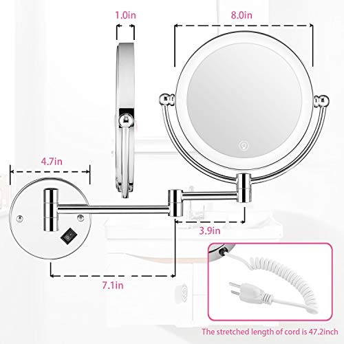 Wall-Mounted Makeup Mirror with LED Light