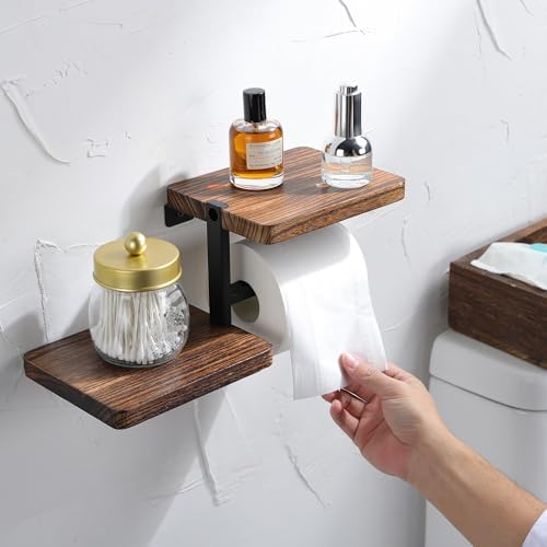 AIDILI Wall-Mounted Wood Toilet Paper Holder