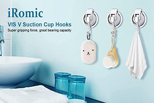 iRomic Heavy Duty Vacuum Suction Cup Hooks 2Pack