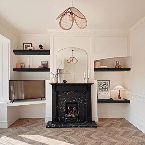 QEEIG Bathroom Shelves Set - 24-inch Wall Shelves 24x9-Inch Black 008-60B