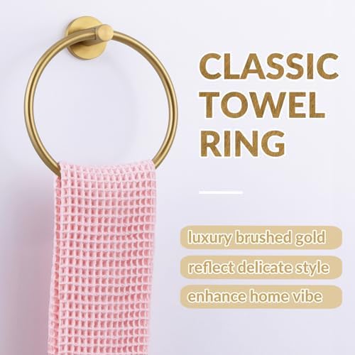 APLusee Brushed Gold Hand Towel Ring