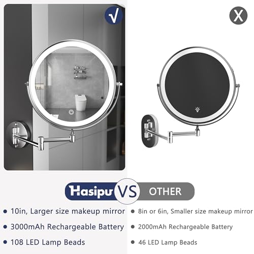 10-Inch Wall-Mounted Makeup Mirror with Dual Lighting