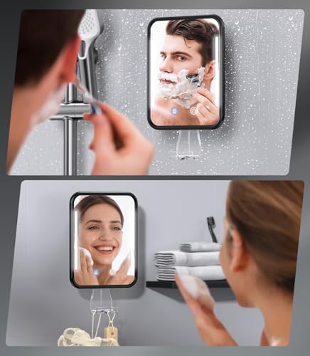 Heated Fogless Shower Mirror for Shaving Detachable Suction Cup Waterproof