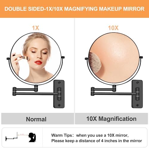 8 Wall Mounted Magnifying Makeup Mirror Dual-Sided Shaving Mirror