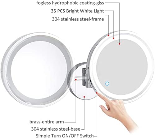 Elegantly Styled Touch Dimming Makeup Mirror