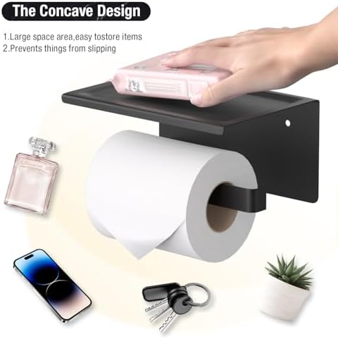 HITSLAM Wall-Mount Toilet Paper Holder with Phone Shelf Rust-Resistant