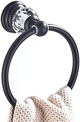WINCASE Crystal Towel Holder Black Bathroom Towel Ring Wall-Mounted