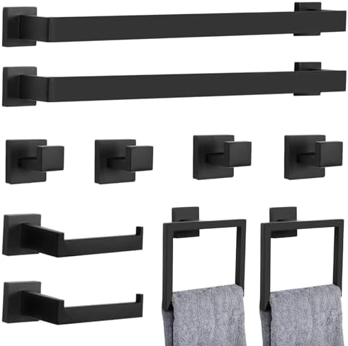 DUMDER 10-Piece Matte Black Bathroom Hardware Set