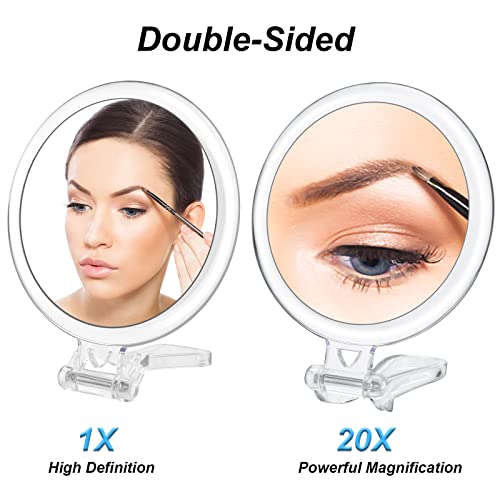 20x Magnifying Mirror Handheld Travel Double-Sided Design Perfect Gift