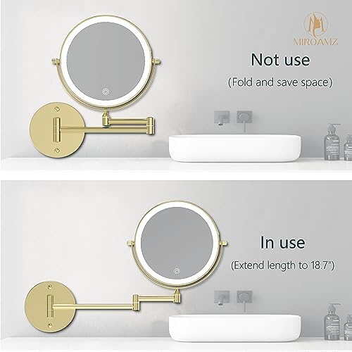 Wall-Mounted Rechargeable Makeup Vanity Mirror with Dual Lighting Rotation