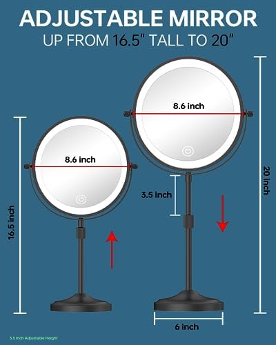 Elegant Adjustable Makeup Mirror with 3 Lighting Modes