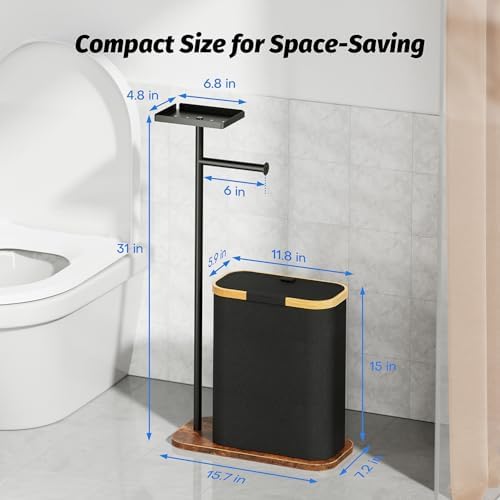 Toilet Paper Holder with Storage Black