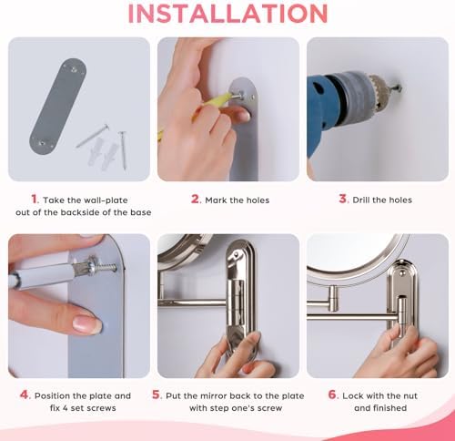 VORREMIRR Double Sided Wall Makeup Mirror 15X Magnification