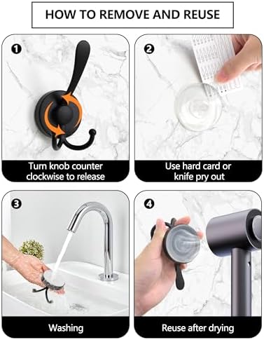 Suction Cup Shower Hooks for Bathroom Kitchen - 2-Pack