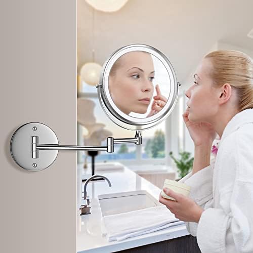Rocollos Wall-Mounted Touchlight Makeup Mirror with 10X Magnification