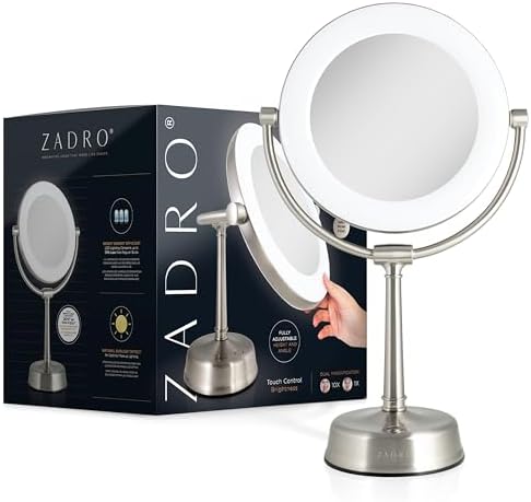 Zadro Lexington 2-Sided LED Makeup Mirror with 10X Magnification