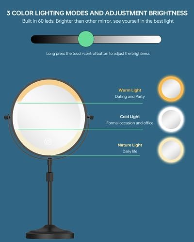 Elegant Adjustable Makeup Mirror with 3 Lighting Modes