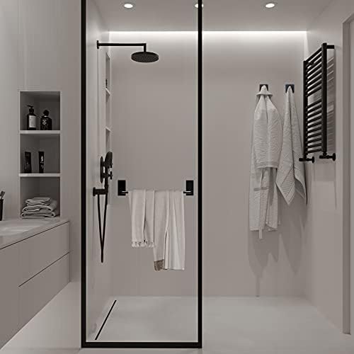 Taozun Towel Bar with Adhesive Hooks 16-Inch Black