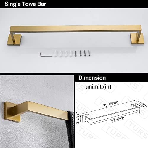 TURS 5-Piece Stainless Steel Gold-Tinted Towel Bar Set