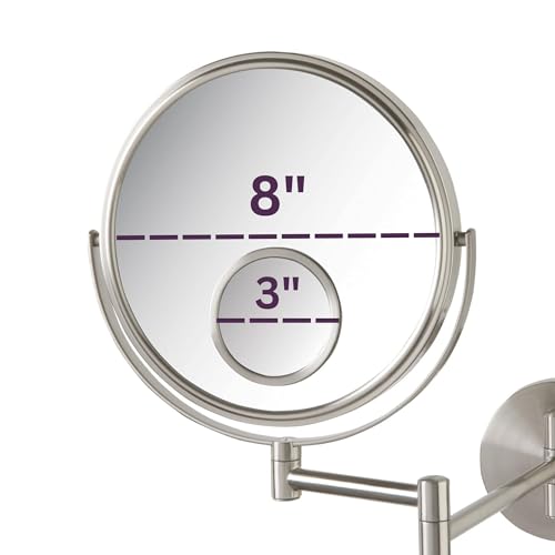 Jerdon Swivel Wall Mount Mirror - 10X 15X Magnification - Nickel Finish