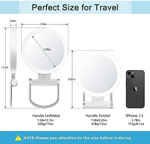 MIYADIVA 20X Compact Magnifying Mirror with Illuminated Light for Travel Makeup