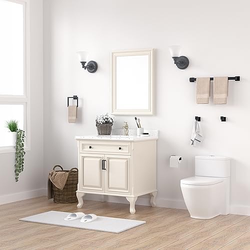 5-Pieces Matte Black Towel Bar Set for Bathroom