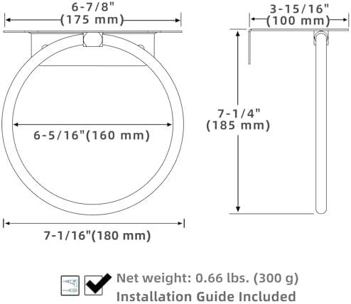 Matte Black Bath Towel Ring Shelf Stainless Steel Towel Holder