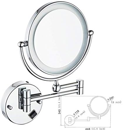 Wall-Mounted Double-Sided Makeup Mirror with LED Light for Bathroom