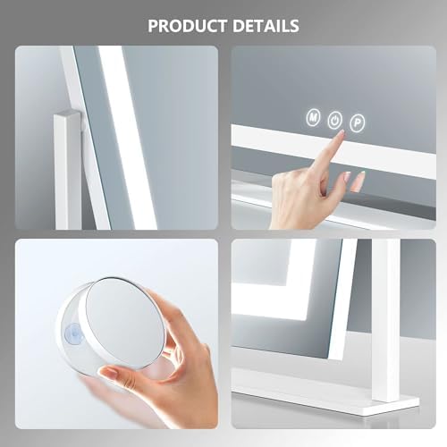 Gvnkvn Lighted Makeup Mirror with 360 Rotation and 10X Magnification