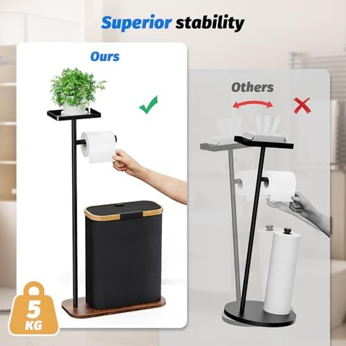 Toilet Paper Holder with Storage Black